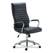 OFFICE CHAIRS | Alera Eddleston Leather Manager Chair Supports Up to 275 lbs. - Black Seat/Back, Chrome Base
