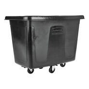 TRASH WASTE BINS | Rubbermaid Commercial 400 lbs. Capacity 12 cu-ft. Polyethylene/Metal Frame Medium-Density Cube Truck - Black