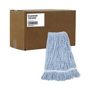 MOPS | Boardwalk BWK543CT Narrow Floor Finish Rayon/Polyester Mop Head - Large, White/Blue (12/Carton)