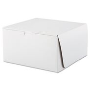 FOOD TRAYS CONTAINERS LIDS | SCT SCH 0977 10 in. x 10 in. x 5.5 in. Paper One-Piece Non-Window Bakery Boxes - White (100/Carton)