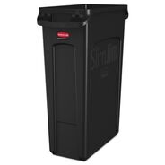 FACILITY MAINTENANCE SUPPLIES | Rubbermaid Commercial FG354060BLA 23 Gallon Rectangular Plastic Slim Jim Receptacle W/venting Channels - Black