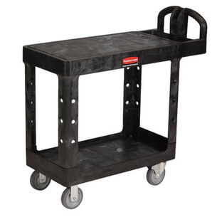 MATERIAL HANDLING | Rubbermaid Commercial 25.25 in. x 44 in. x 38.13 in. 500 lbs. Capacity 2 Flat Shelves Plastic Utility Cart - Black