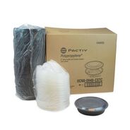 PRODUCTS | Pactiv Corp. EarthChoice MealMaster 48 oz. 10.13 in. Diameter x 2.13 in. Height 1 Compartment Plastic Container with Lid - Black/Clear