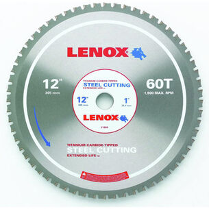 POWER TOOLS | Lenox 12 in. 60 Tooth Metal Cutting Circular Saw Blade