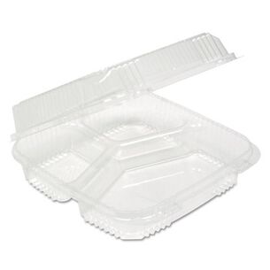 PRODUCTS | Pactiv Corp. Clearview 3-Compartment 5 oz. / 14 oz. Hinged Lid Food Containers - Clear (200/Carton)