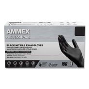 DISPOSABLE GLOVES | Ammex Nitrile Exam Gloves, Powder-Free, 3 mil, Small, Black, 100/Box, 10 Boxes/Carton