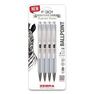 PENS PENCILS AND MARKERS | Zebra F-301 Signature Series Earthy Tones Fine 0.7 mm. Retractable Ballpoint Pen - Black Ink/Pewter Barrel (4/Pack)