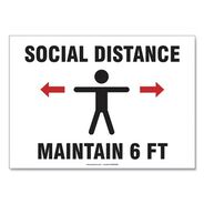 PRODUCTS | GN1 MGNF542VPESP 14 in. x 10 in. Wall Human/Arrows Social Distance Signs - White (10/Pack)