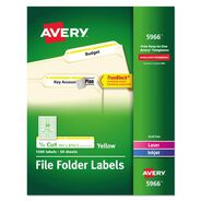 PRODUCTS | Avery 0.66 in. x 3.44 in. Permanent TrueBlock File Folder Labels with Sure Feed Technology - Yellow/White (30/Sheet, 50 Sheets/Box)