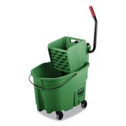 MOP BUCKETS | Rubbermaid Commercial WaveBrake 2.0 35 qt. Side-Press Plastic Bucket/Wringer Combos - Green