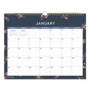 CALENDARS AND PLANNERS | Blue Sky 15 in. x 12 in. 12-Month (Jan to Dec): 2026 Ashlyn Monthly Wall Calendar - Floral Artwork, White/Blue/Pink Sheets