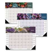 OFFICE PRESENTATION SUPPLIES | House of Doolittle 17 in. x 22 in. 12-Month (Jan-Dec 2026) Recycled Succulent and Cacti Desk Pad Calendar - Multicolor Sheets/Black Corners