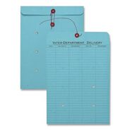 ENVELOPES AND MAILERS | Quality Park 10 x 13 Colored Paper String and Button Interoffice Envelope - Blue (100/Box)