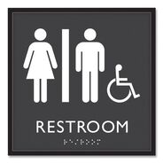 PRODUCTS | Headline Sign 8 in. x 8 in. Unisex Accessible Restroom Plastic ADA Sign - Clear/White