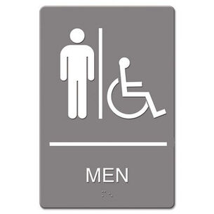 PRODUCTS | Headline Sign 4815 6 in. x 9 in. Molded Plastic Men Restroom and ADA Sign - Gray