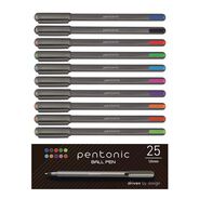 PRODUCTS | TOPS Medium 1 mm PENTONIC Stick Ballpoint Pen - Assorted Ink Colors/Charcoal Gray Barrel (25/Pack)