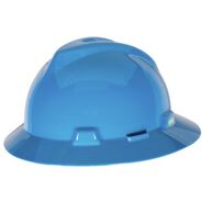 PROTECTIVE HEAD GEAR | MSA V-Gard Slotted Full-Brim Hat with Staz-On Suspension - Blue