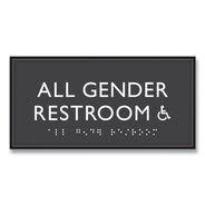 FLOOR SIGNS | Headline Sign 4 in. x 8 in. All Gender Restroom Accessible Plastic ADA Sign - Clear/White