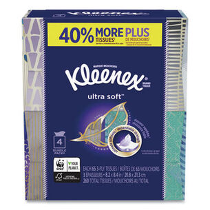  | Kimberly-Clark 8.75 in. x 4.5 in. 3-Ply Ultra Soft Facial Tissue - White (4/Pack)