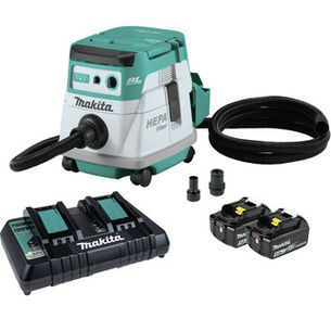 DUST MANAGEMENT | Makita 18V X2 (36V) LXT Brushless Lithium-Ion 2.1 Gallon HEPA Filter Dry Dust Extractor Kit with 2 Batteries (5 Ah)