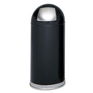 FACILITY MAINTENANCE SUPPLIES | Safco 15-Gallon Steel Dome Top Receptacle with Spring-Loaded Door - Black