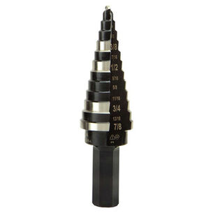 DRILL ACCESSORIES | Klein Tools 3/16 in. - 7/8 in. #14 Double-Fluted Step Drill Bit