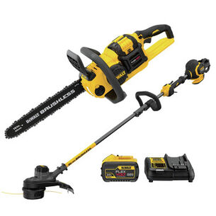 OUTDOOR POWER COMBO KITS | Dewalt 60V MAX FLEXVOLT Brushless Lithium-Ion 16 in. Cordless Chainsaw and String Trimmer Bundle (3 Ah)