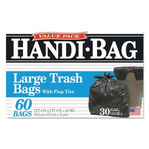 PRODUCTS | Handi-Bag 30 in. x 33 in. .65 mil 30 Gallon Super Value Pack Trash Bags - Black (60/Box)