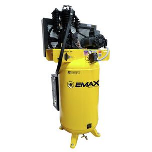 PRODUCTS | EMAX E350 Series 5 HP 80 gal. Industrial 2 Stage Pressure Lubricated Single Phase 19 CFM @100 PSI Patented SILENT Air Compressor