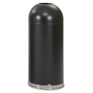 TRASH WASTE BINS | Safco Open-Top Dome Receptacle, Round, Steel, 15gal, Black