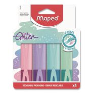 PENS PENCILS AND MARKERS | Maped Helix Fluo Peps Pastel Glitter Chisel Tip Highlighter - Assorted Ink/Assorted Barrel (4/Pack)