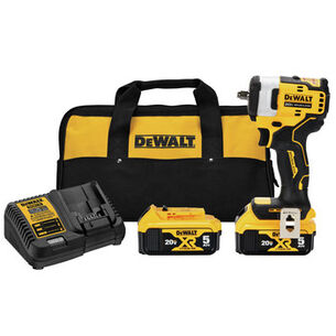 IMPACT WRENCHES | Dewalt 20V MAX Brushless Lithium-Ion 3/8 in. Cordless Impact Wrench with Hog Ring Anvil Kit with 2 Batteries (5 Ah)