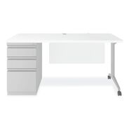 OFFICE DESKS AND WORKSTATIONS | Alera Modern Teacher Series 60 in. x 24 in. x 28.75 in. Left-Side Pedestal: Box/Box/File Pedestal Desk - White/Silver