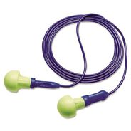 EAR PLUGS | 3M 318-1001 E-A-R Push-Ins 28 dB NRR Corded Reusable Earplugs - Blue/Yellow (100/Box)