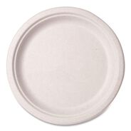 BOWLS AND PLATES | Vegware VW-P005NFA 10 in. Diameter Nourish Molded Compostable Fiber Plate Tableware - White (500/Carton)