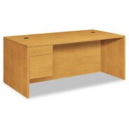 CLEARANCE | HON 10500 Series 72 in. x 36 in. x 29.5 in. L Workstation Single Pedestal Desk with 3/4 Height Pedestal - Harvest