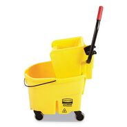 CLEANING AND SANITATION | Rubbermaid Commercial FG748000YEL WaveBrake 2.0 26 qt. Side-Press Plastic Bucket/Wringer Combos - Yellow