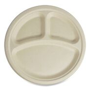 BOWLS AND PLATES | World Centric PLSCU10TLFS 10 in. Diameter Paper Fiber Plates - Natural (700/Carton)