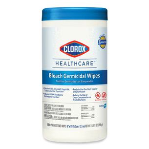 HAND WIPES | Clorox Healthcare 6 in. x 5 in. 1-Ply Bleach Germicidal Wipes - Unscented, White