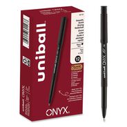 PENS | uni-ball 60143 ONYX Fine 0.7 mm Roller Ball Pen - Black Ink/Black Barrel (1-Dozen)