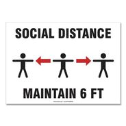 PRODUCTS | GN1 MGNF546VPESP 14 in. x 10 in. Wall 3-Human/Arrows Social Distance Signs - White (10/Pack)