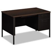 OFFICE FURNITURE AND LIGHTING | HON 48 in. x 30 in. x 29.5 in. Metro Classic Series Right Pedestal Desk - Mocha/Black