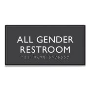 FLOOR SIGNS | Headline Sign 4 in. x 8 in. All Gender Restroom Plastic ADA Sign - Clear/White