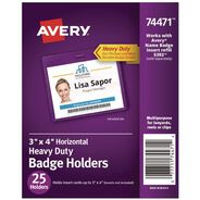 LABEL AND BADGE HOLDERS | Avery 4w x 3h Secure Top Heavy-Duty Horizontal Badge Holders - Clear (25/Pack)