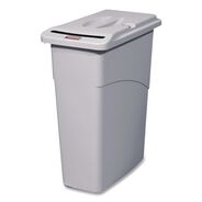 TRASH WASTE BINS | Rubbermaid Commercial Slim Jim 23-Gallon Rectangle Confidential Document Receptacle with Lid - Light Gray