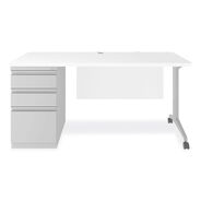 OFFICE FURNITURE AND LIGHTING | Alera Modern Teacher Series 60 in. x 24 in. x 28.75 in. Left-Side Pedestal: Box/Box/File Pedestal Desk - White/Silver