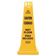 SAFETY EQUIPMENT | Rubbermaid Commercial 10.55 in. x 10.5 in. x 25.63 in. Multilingual Wet Floor Safety Cone - Yellow