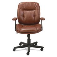 PRODUCTS | OIF Swivel/Tilt Leather Task Chair (Fixed T-Bar Arms/ Chestnut Brown)