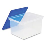 PRODUCTS | Storex 13.9 in. x 18.3 in. x 10.6 in. Letter/Legal Files Tote with Comfort Edges - Blue/Clear (4/Carton)