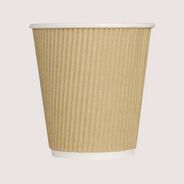 CUPS AND LIDS | Karat 10 oz Ripple Hot Cups - Kraft/White (500/Carton)
